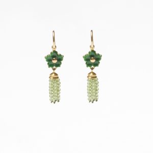 Ohrhänger Jadeblume und Peridotperlen
