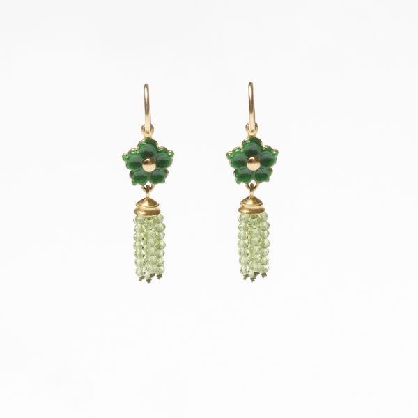 Ohrhänger Jadeblume und Peridotperlen