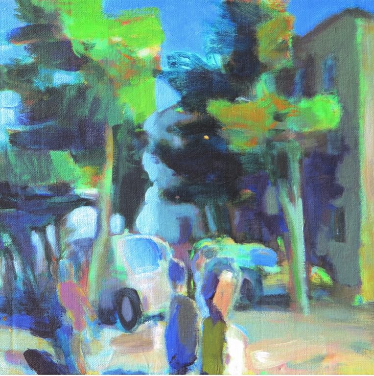 Windige Straße - Gemälde von Wolfgang Müller-Jakob