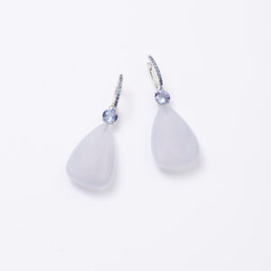 Saphir Creolen mit Chalcedon und Tansanit